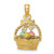 Image of 14K Yellow Gold 3-D Enameled Easter Basket w/Bow and Eggs Pendant