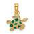 14K Yellow Gold Textured and Enameled Sea Turtle Pendant