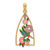Image of 14K Yellow Gold w/ Enamel Hummingbird and Flowers Pendant