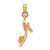 14K Yellow Gold 3-D Pink Enamel Open Toe High Heel Pendant