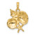 14K Yellow Gold Textured Shell Cluster and Starfish Pendant