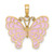 14K Yellow Gold Lavender Enameled Butterfly Pendant