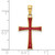 14K Yellow Gold Red Enameled Cross Pendant