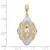 14K Yellow Gold w/Rhodium Diamond-cut Filigree Oval Pendant