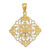 14K Yellow Gold w/Rhodium Diamond-cut Filigree Medallion Pendant