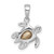 Image of Sterling Silver Rhodium-plated Antiqued Crystal Turtle Pendant PLP-344