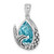 Image of Sterling Silver Rhodium-Plated Polished & Antiqued Crystal Mermaid Tail Pendant
