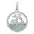 Sterling Silver Rhodium-plated Polished Round Blue Agate Double Dolphin Pendant