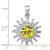 Sterling Silver Rhodium-Plated Polished Yellow Crystal Sun Pendant