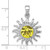 Image of Sterling Silver Rhodium-Plated Polished Yellow Crystal Sun Pendant