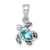 Sterling Silver Rhodium-plated Antiqued Crystal Turtle Pendant