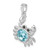 Sterling Silver Rhodium-plated Polished Round Crystal Crab Pendant