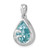 Image of Sterling Silver Rhodium-Plated Polished Crystal Wave Tear Drop Pendant