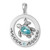 Sterling Silver Rhodium-plated Antiqued Round Moveable Crystal Turtle Pendant