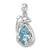 Sterling Silver Rhodium-plated Polished Crystal Dolphin Pendant