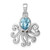 Sterling Silver Rhodium-plated Polished Crystal Octopus Pendant