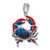 De-Ani Sterling Silver Rhodium-Plated Polished Enameled Blue Stone Crab Pendant