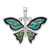 De-Ani Sterling Silver Rhodium-Plated Polished Enameled Blue Butterfly Pendant