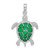 De-Ani Sterling Silver Rhodium-Plated Polished Enameled Green Sea Turtle Pendant