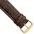 Image of DeBeer 24mm Brown Crocodile-Style Grain Chrono White Stitch Gold-tone Buckle Watch Band