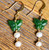 Image of Gold-Plated Sterling Silver & Genuine Nephrite Jade Butterfly Dangle Earrings