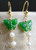 Image of Gold-Plated Sterling Silver & Genuine Nephrite Jade Butterfly Dangle Earrings
