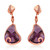 14K Rose Gold large Pear Shape Amethyst with Diamonds Semi Precious Fashion Earrings