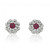 14K White Gold Round Ruby and Diamond Precious Floral Earrings