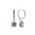 ELLE Sterling Silver "Radiance" Cushion-cut Green & Clear CZ Halo Leverback Drop Earrings