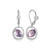 ELLE Sterling Silver Treasure Doublet Amethyst w/ CZ Lever Back Drop Earrings