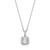 ELLE 17 inch+3 inch Sterling Silver Radiance Cable Chain Necklace w/ Cushion-cut Clear CZ Halo Pendant