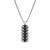 22 inch Mens Black Sterling Silver Chevron Pattern Dog Tag w/ Genuine Black Sapphire Pendant Chain Necklace