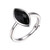 ELLE Size 9 Sterling Silver Narrow Band Ring w/ Marquise Shaped Black Stone - Limited Stock