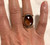 ELLE Jewelry - Size 8 Sterling Silver Wide Hammered Ring w/ Round Brown Stone - CLEARANCE SALE