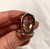 ELLE Jewelry - Size 8 Sterling Silver Wide Hammered Ring w/ Round Brown Stone - CLEARANCE SALE