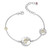 ELLE Jewelry - 6.5 inch+1.5 inch Rhodium-Plated and Gold-Plated Sterling Silver Shimmering Disc Design Bracelet with Cubic Zirconia