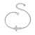ELLE Jewelry - 6.5 inch+1.5 inch Rhodium-Plated Sterling Silver Rolo Chain Bracelet with Cubic Zirconia Cross