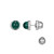ELLE Jewelry - Rhodium-plated Sterling Silver Stud Earrings w/ Genuine Green Agate Cabochon & CZ