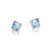 ELLE Jewelry - Pivot Rhodium-Plated Sterling Silver Lab-Created Blue Quartz and Cubic Zirconia Square Stud Earrings