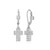 ELLE Jewelry - Rhodium-Plated Sterling Silver Cross Leverback Drop Earrings with Cubic Zirconia
