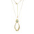 ELLE Jewelry - 28 inch+2 inch Gold-Plated Sterling Silver Rolo Chain Necklace with Simulated Jade Oval Pendant