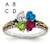 Personalized Custom 2 to 5 Heart Shaped Lab-Created Birthstones Mothers Sterling Silver w/ 14K Gold Ring