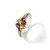 Personalized Custom 2 to 5 Heart Shaped Lab-Created Birthstones Mothers Sterling Silver w/ 14K Gold Ring — 4-stone version
