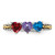 Personalized Custom 2 to 5 Heart Shaped Lab-Created Birthstones Mothers Sterling Silver w/ 14K Gold Ring — 3-stone version