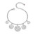 6.5"+2.5" Rhodium-Plated Sterling Silver Textured Disc Charm Bracelet with White Cubic Zirconia by ELLE