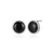 10mm Sterling Silver Round Stud Earrings with Genuine Black Agate Cabochons Classic Elegance by ELLE