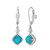 Sterling Silver Drop Leverback Earrings with Simulated Turquoise and White Topaz by ELLE