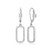 Sterling Silver Rectangle Drop Leverback Earrings with Pave White CZ by ELLE