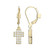 Yellow Gold-Plated Sterling Silver Cross Drop Earrings with Cubic Zirconia by ELLE