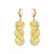 Yellow Gold-Plated Sterling Silver Triple Disc Drop Earrings with White CZ by ELLE